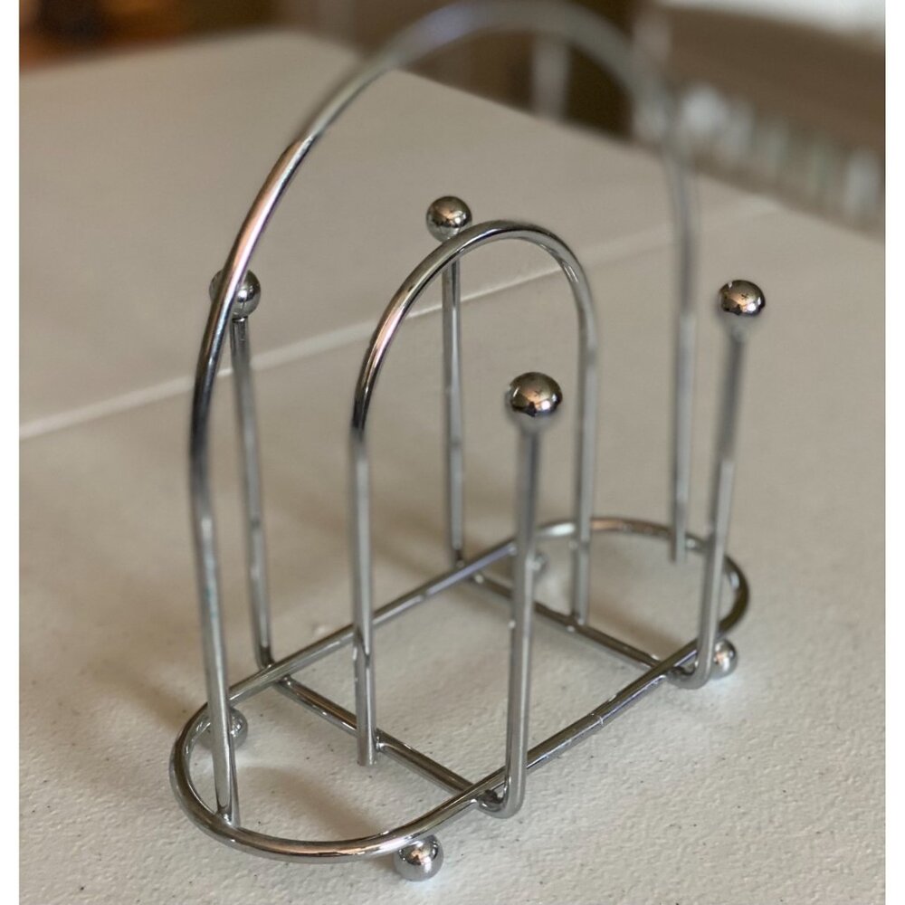 Chrome Napkin Holder Kitchen Table Setting Silver Metal Wire Napkin Storage - Picture 2 of 6